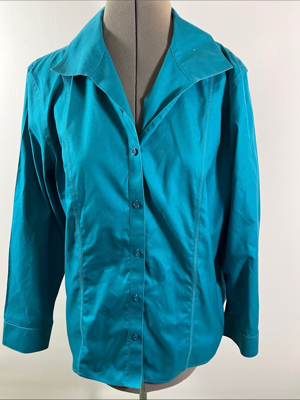 Chico's Teal Button-Down Collared Shirt Women Size 2